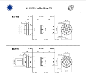 مشخصات ابعادی گیربکس خورشیدی سایز 005