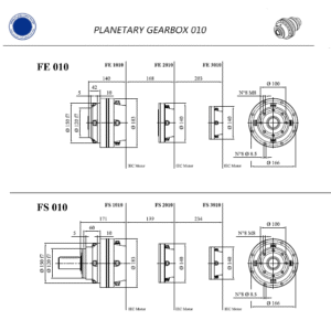 مشخصات ابعادی گیربکس خورشیدی سایز 010
