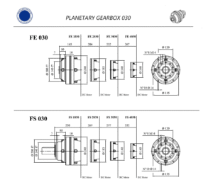 مشخصات ابعادی گیربکس خورشیدی سایز 030