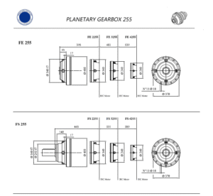 مشخصات ابعادی گیربکس خورشیدی سایز 255
